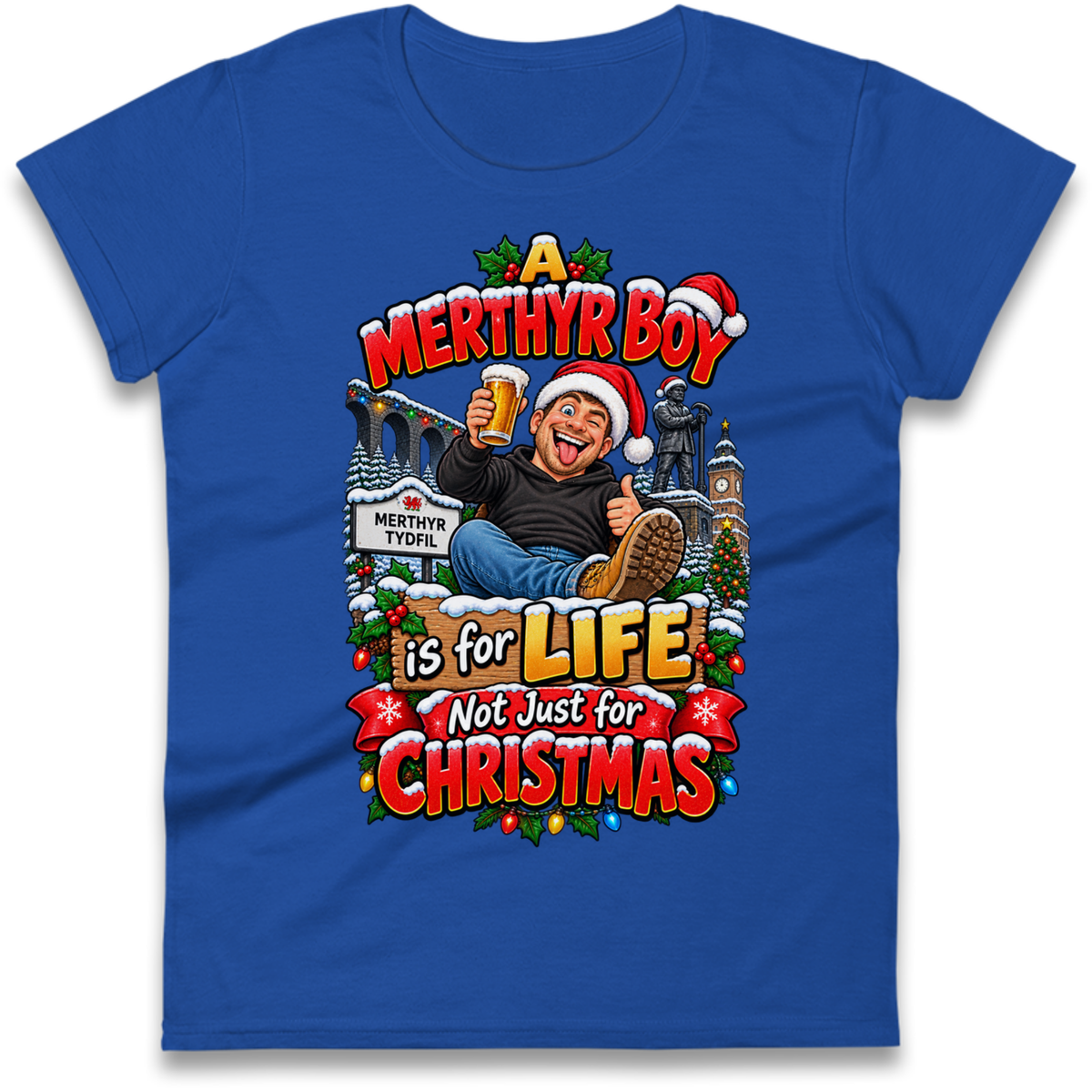 Merthyr Boy Christmas Ladies T-Shirt