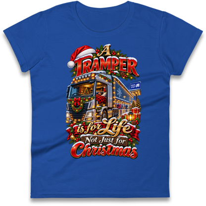 Trucker Christmas Ladies T-Shirt