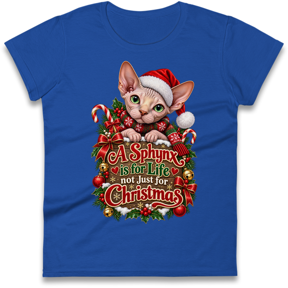 Sphynx Cat Christmas Ladies T-Shirt