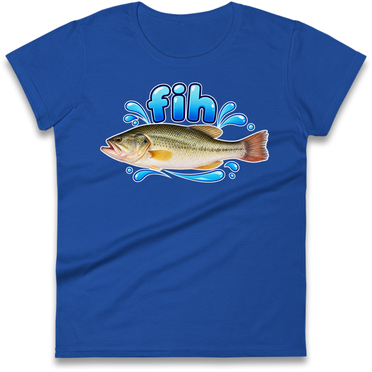 Fih Funny Bass Fish Ladies T-Shirt