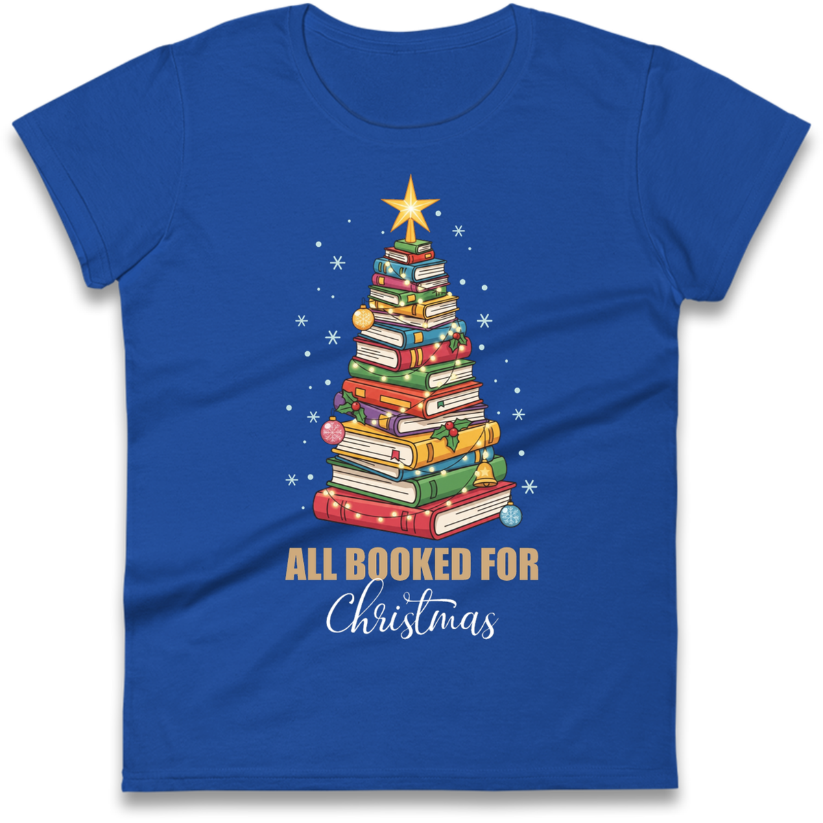 Book Tree Christmas Ladies T-Shirt