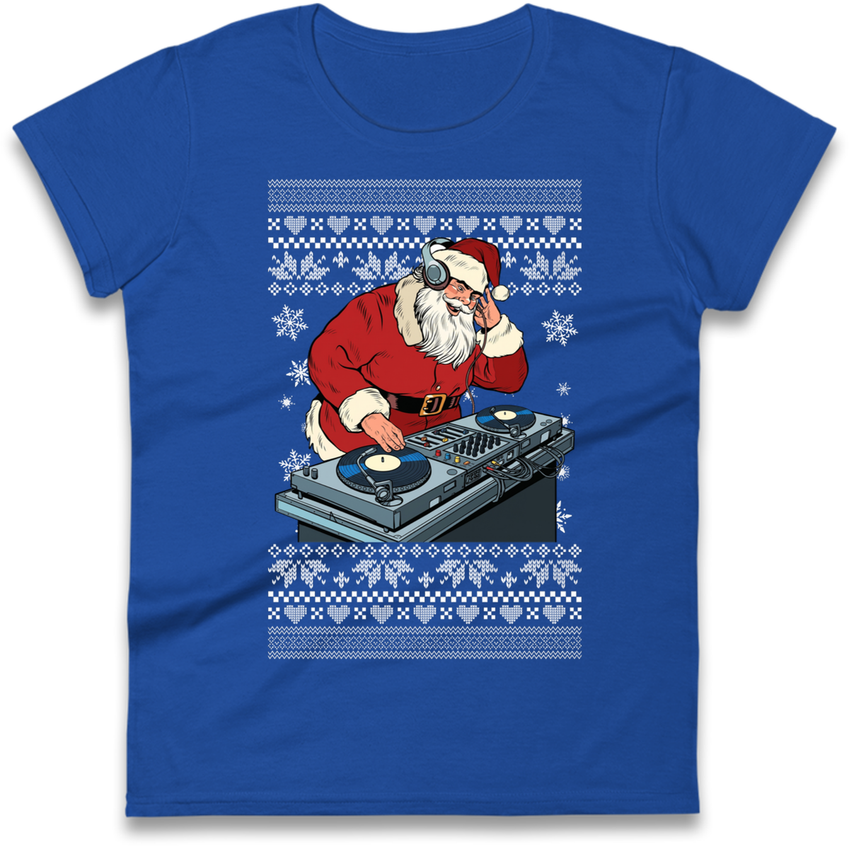 DJ Santa Christmas Ladies T-Shirt