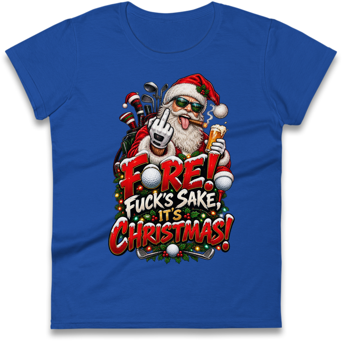 Rude Golf Christmas Ladies T-Shirt