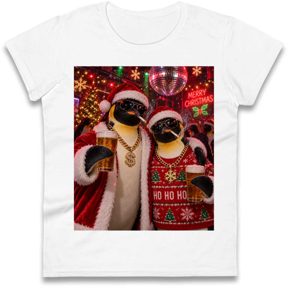 Penguin Christmas Ladies T-Shirt