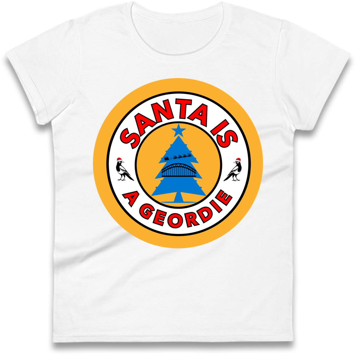 Geordie Santa  Christmas Ladies T-Shirt