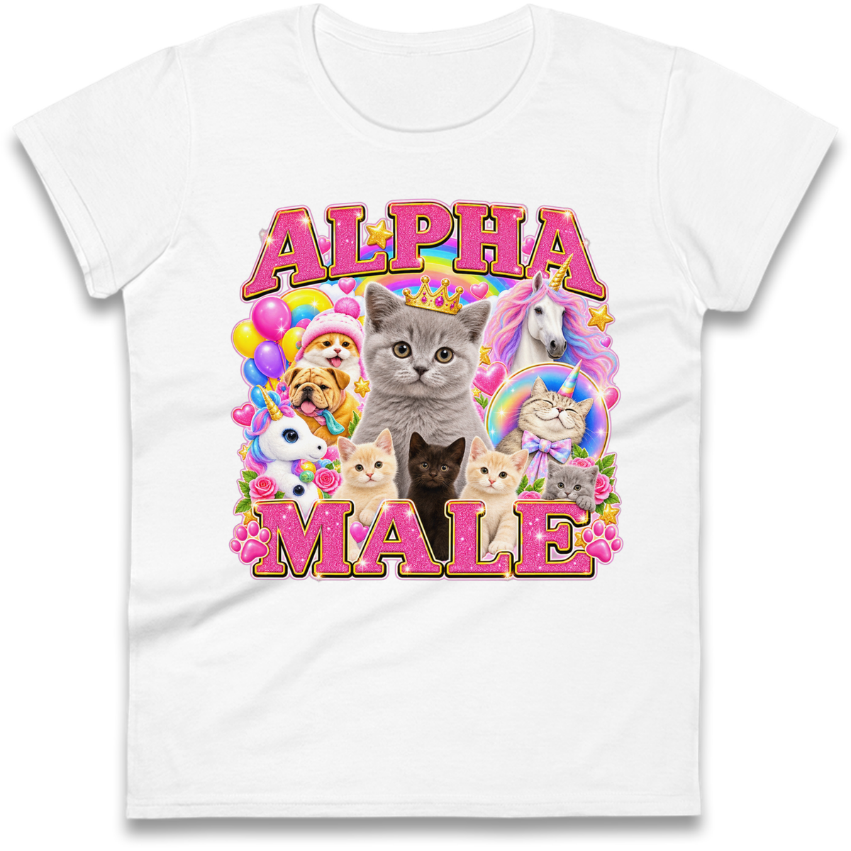 Alpha Male Funny Kitten Unicorn Ladies T-Shirt