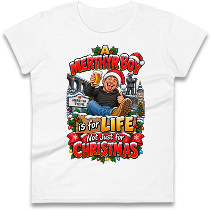 Merthyr Boy Christmas Ladies T-Shirt
