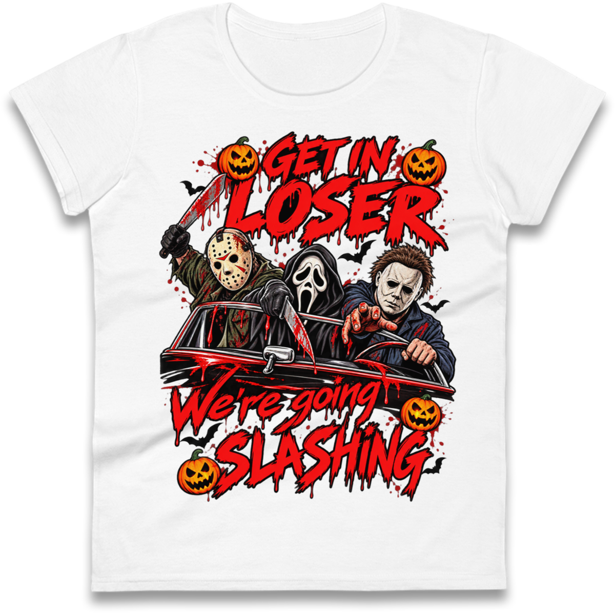 Retro Horror Movie Halloween Slasher Villains Ladies T-Shirt