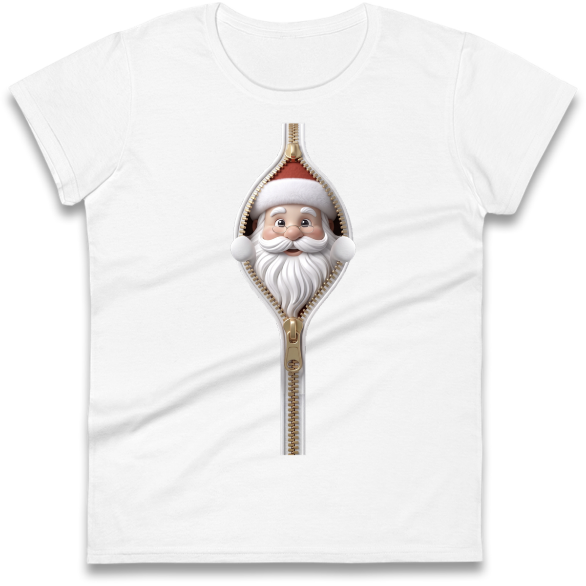 Santa Face Novelty Ladies T-Shirt