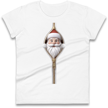 Santa Face Novelty Ladies T-Shirt
