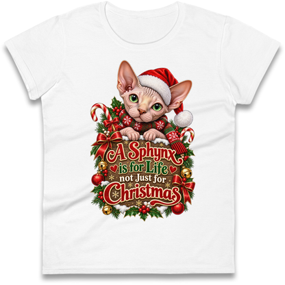 Sphynx Cat Christmas Ladies T-Shirt
