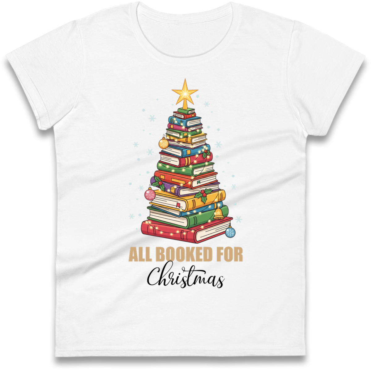 Book Tree Christmas Ladies T-Shirt