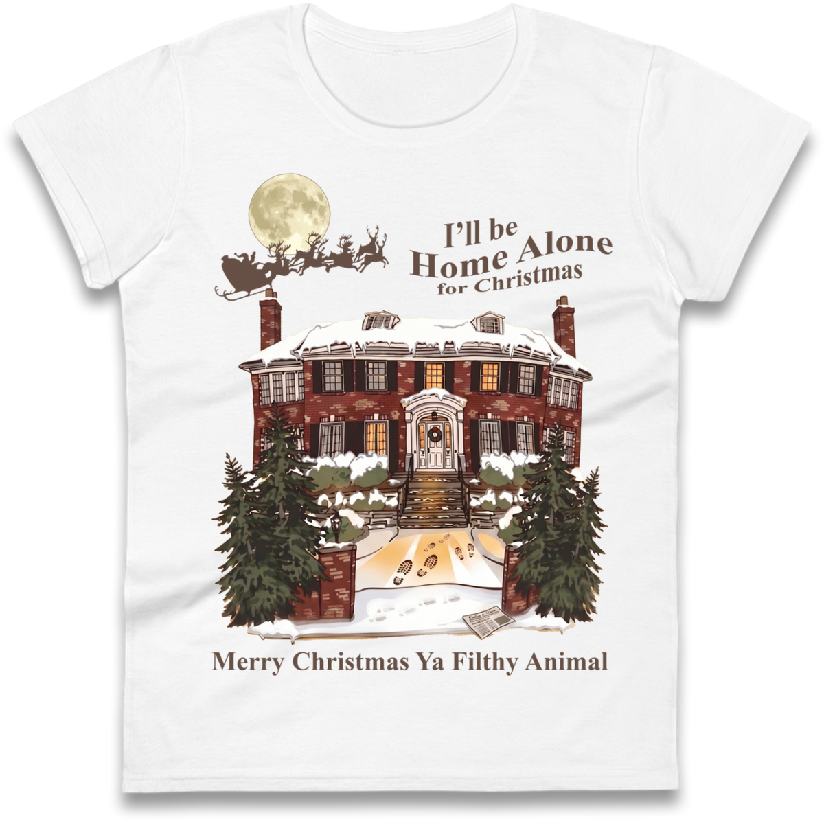 Home Alone Festive Christmas Ladies T-Shirt