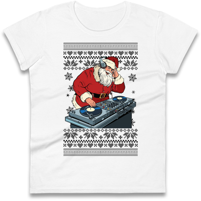 DJ Santa Christmas Ladies T-Shirt