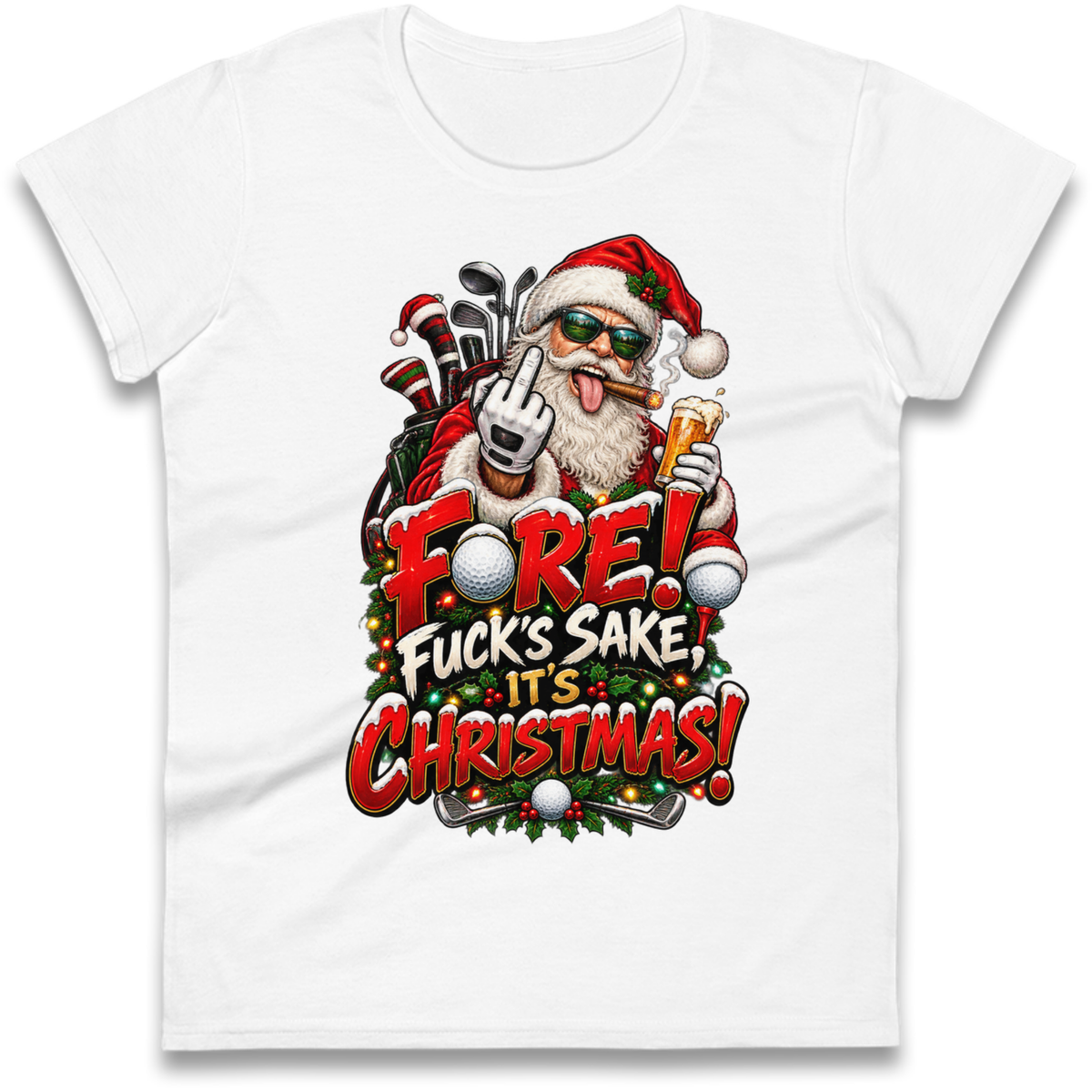 Rude Golf Christmas Ladies T-Shirt