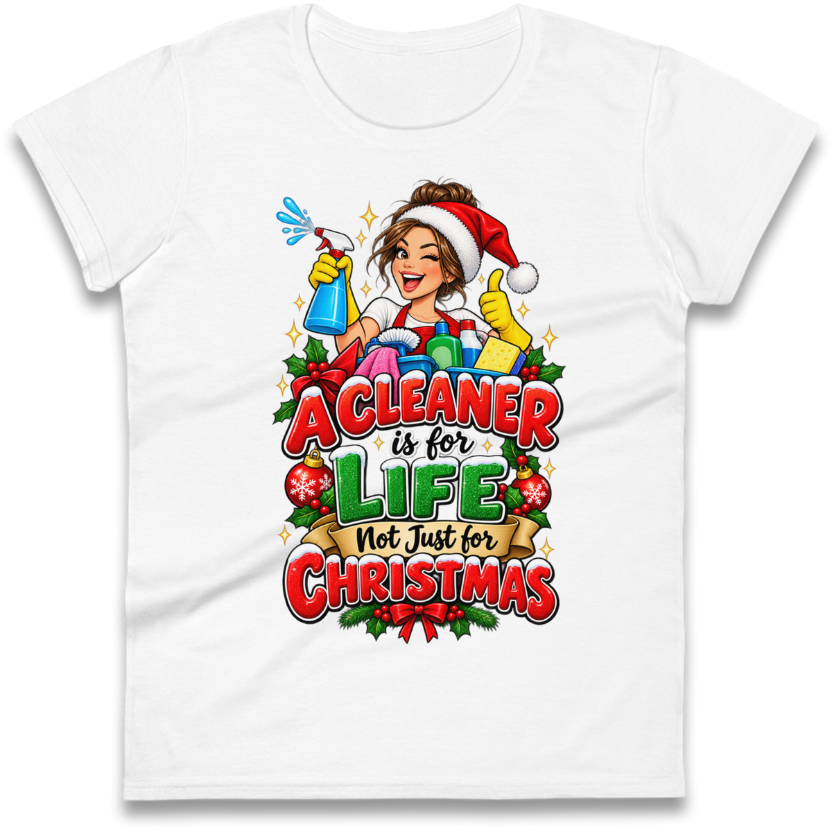 Cleaner Christmas Ladies T-Shirt