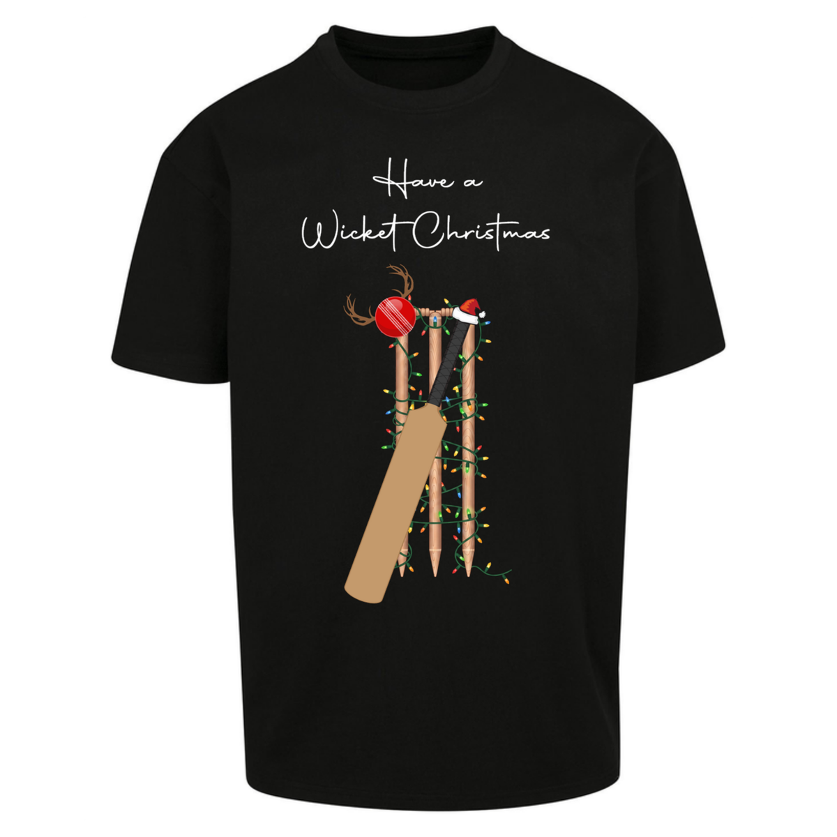 Cricket Bat Graphic Christmas Oversized T-Shirt