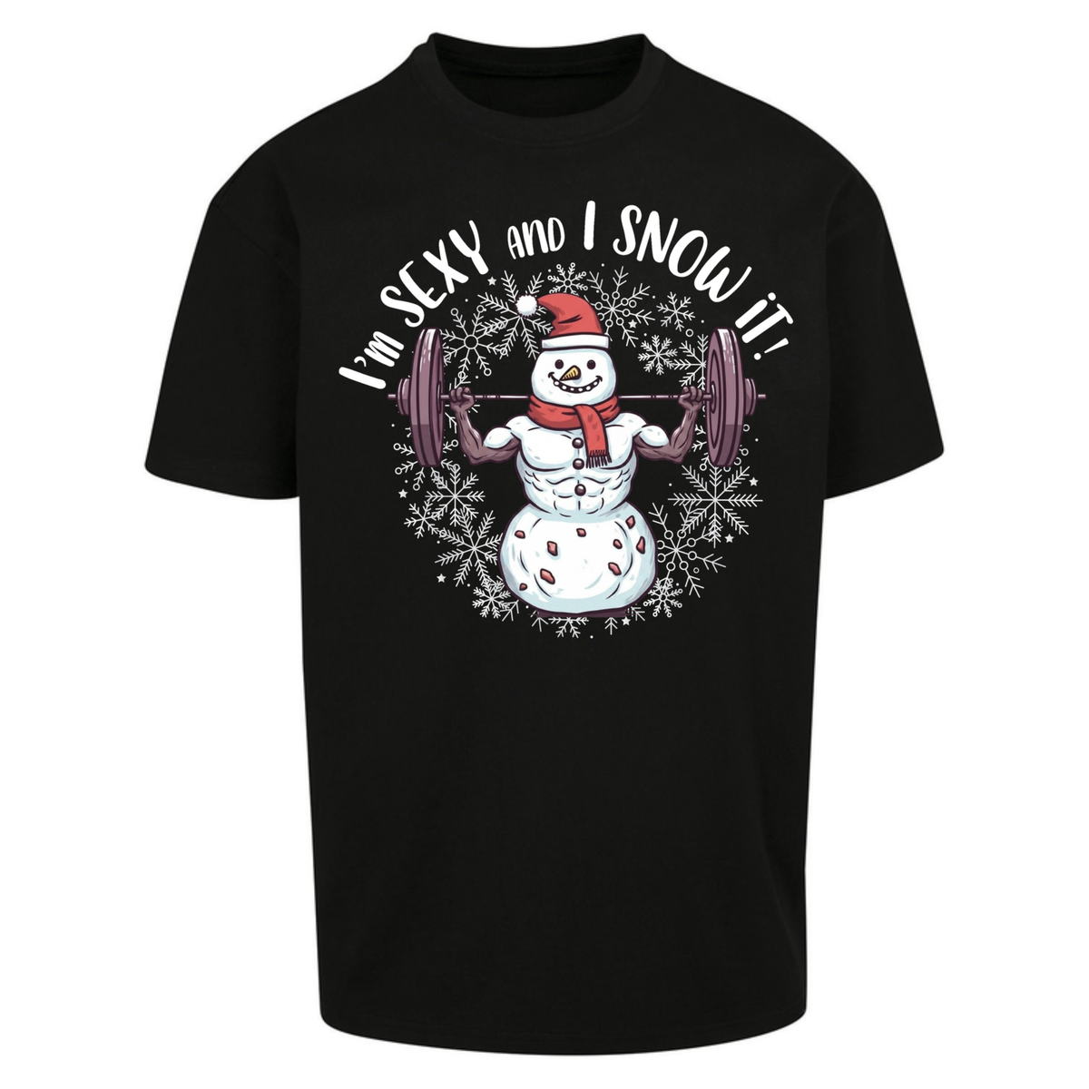 Gym Snowman Graphic Christmas Oversized T-Shirt