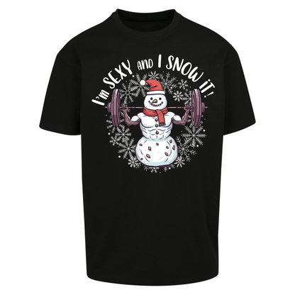 Gym Snowman Graphic Christmas Oversized T-Shirt