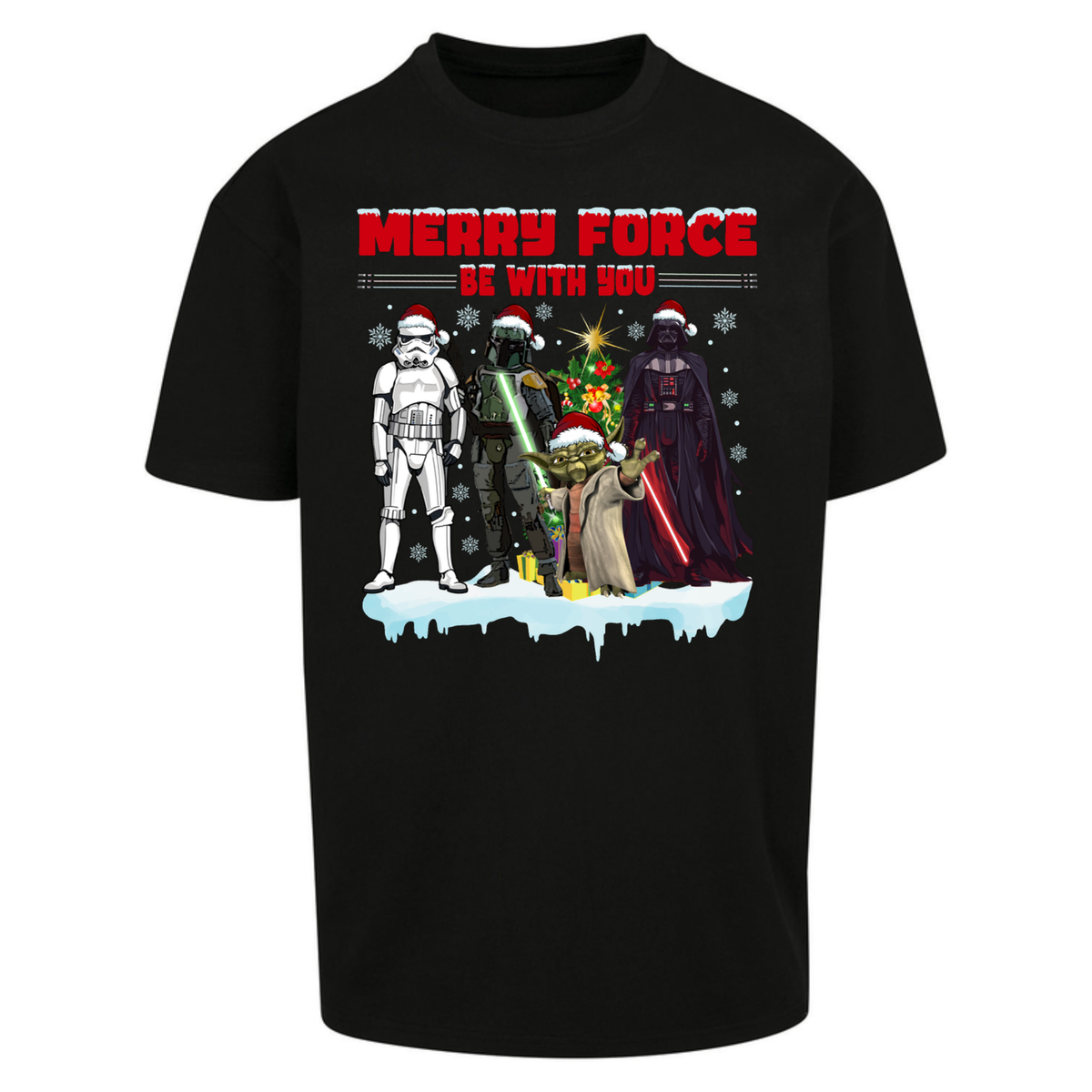 Merry Force Be With You Christmas Oversized T-Shirt
