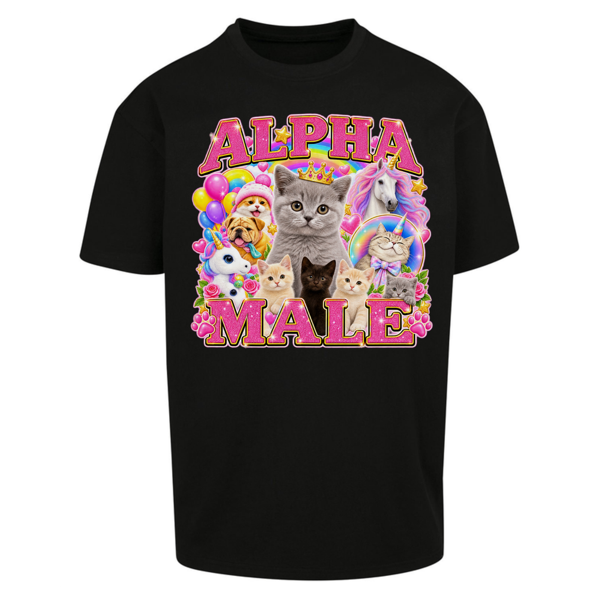 Alpha Male Funny Kitten Unicorn Oversized T-Shirt