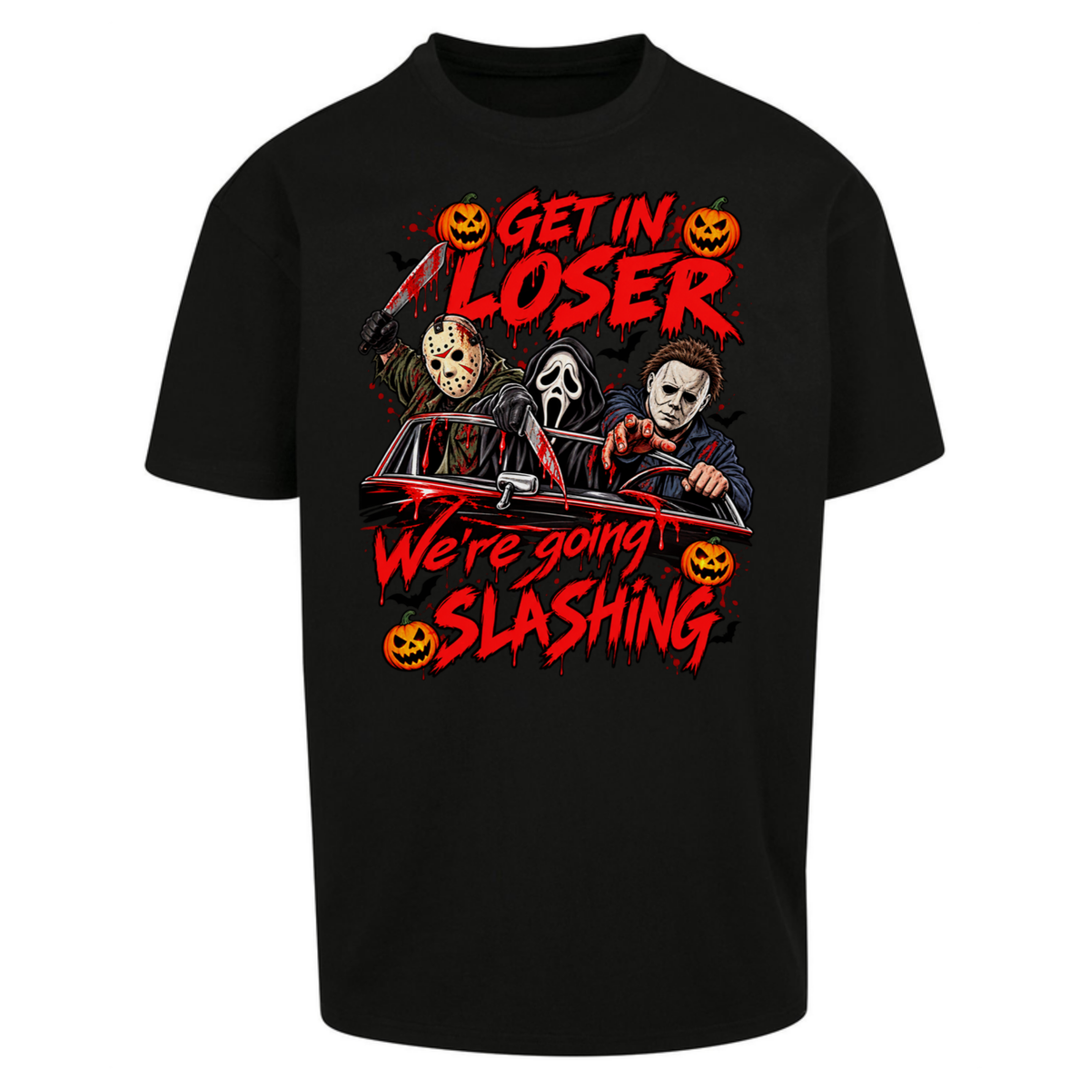 Retro Horror Movie Halloween Slasher Villains Oversized T-Shirt