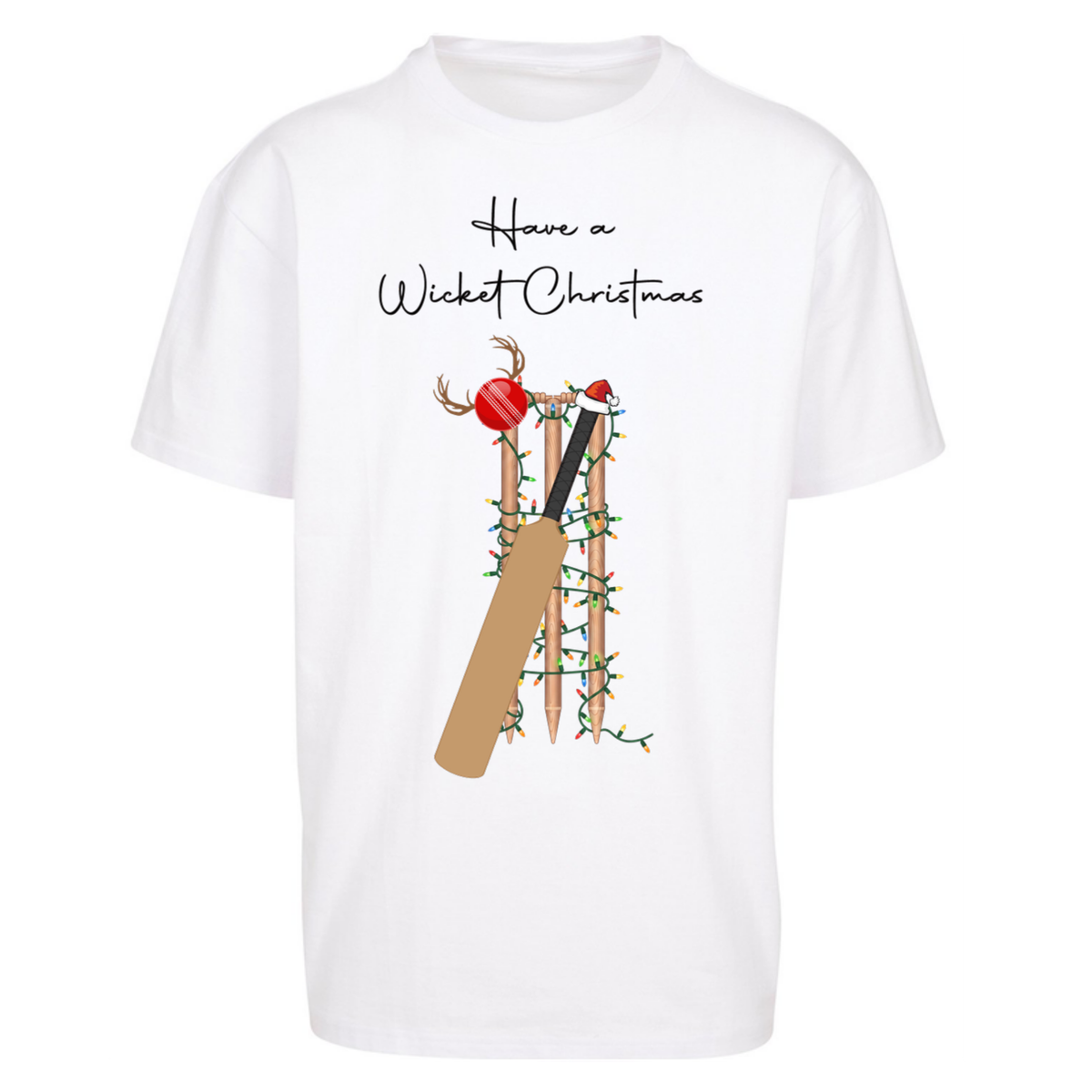 Cricket Bat Graphic Christmas Oversized T-Shirt