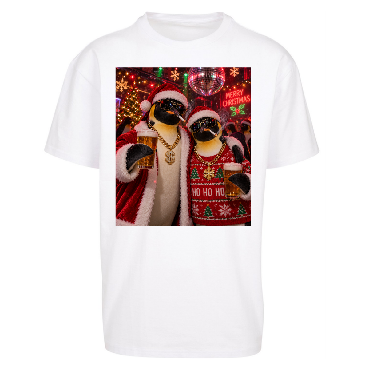 Penguin Christmas Oversized T-Shirt