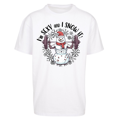 Gym Snowman Graphic Christmas Oversized T-Shirt