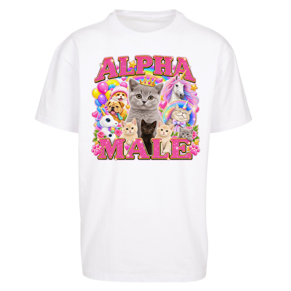 Alpha Male Funny Kitten Unicorn Oversized T-Shirt
