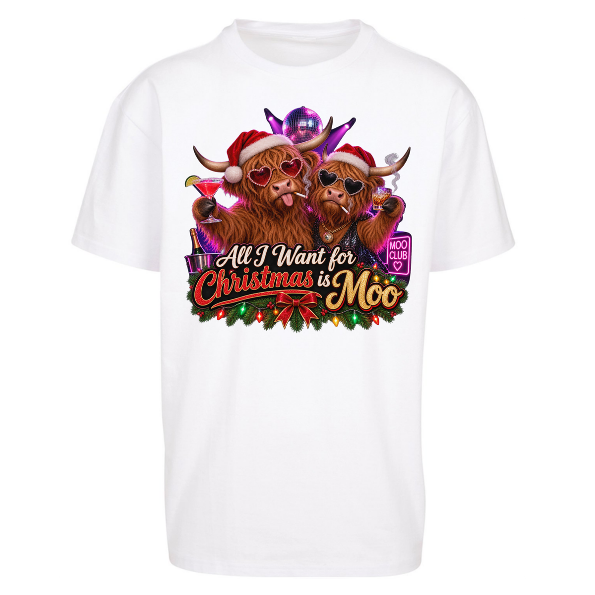 Highland Cow Christmas Oversized T-Shirt