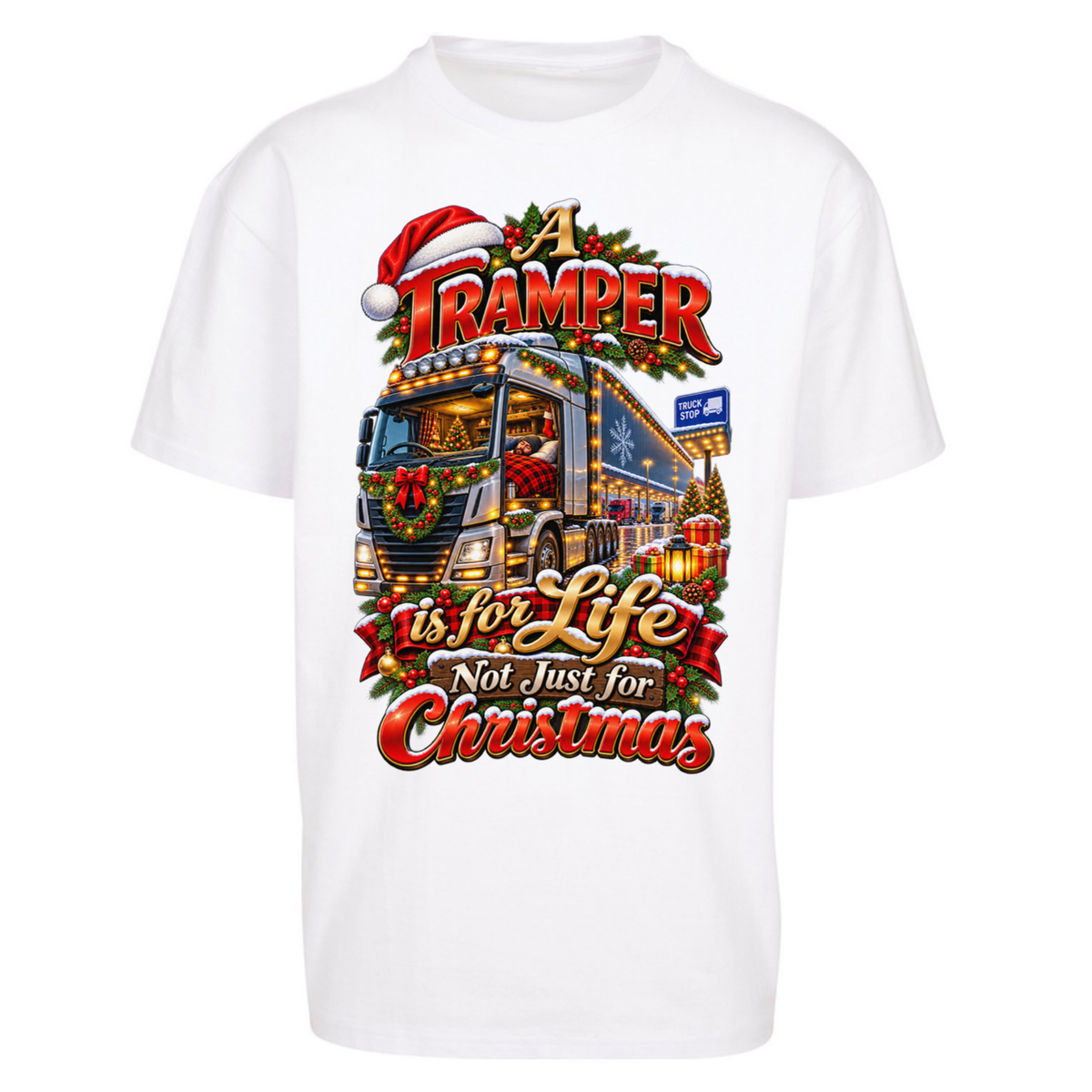 Trucker Christmas Oversized T-Shirt