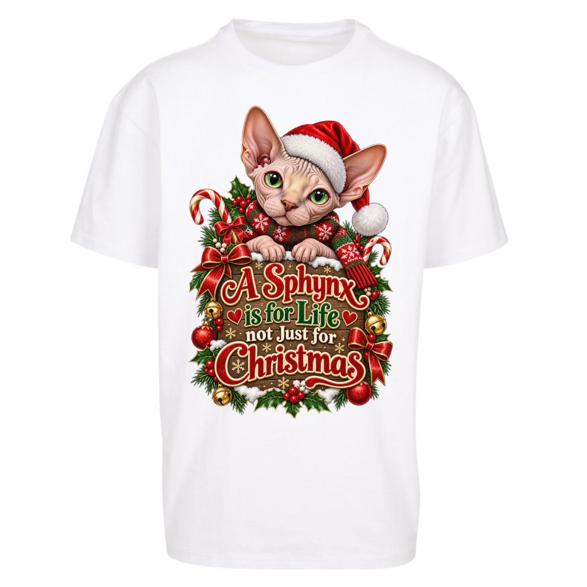Sphynx Cat Christmas Oversized T-Shirt