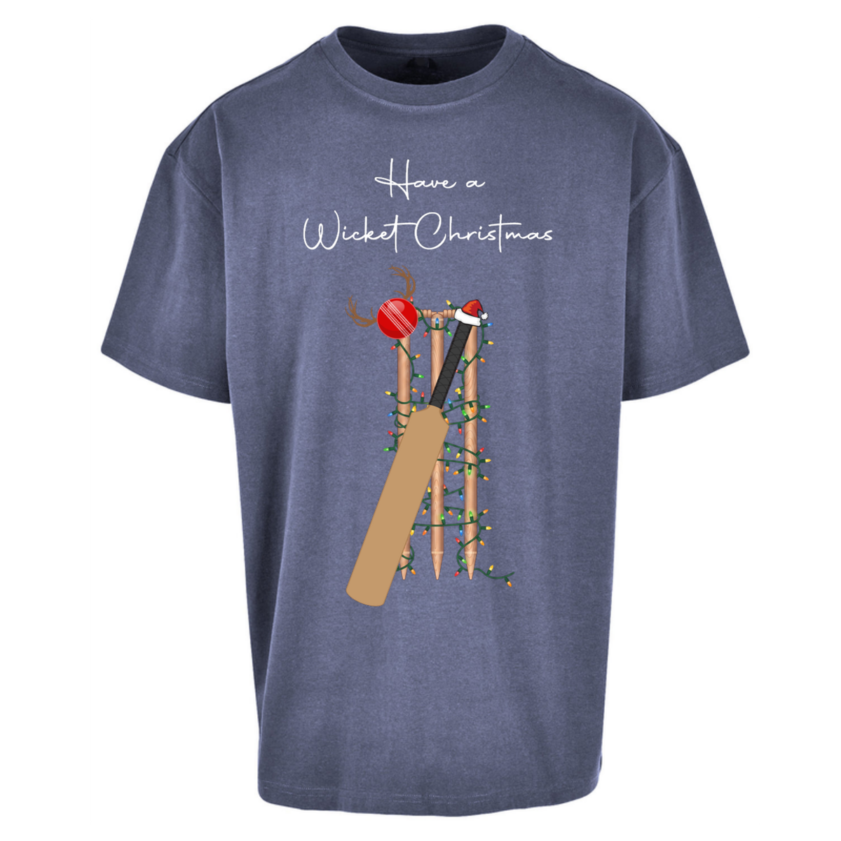 Cricket Bat Graphic Christmas Oversized T-Shirt