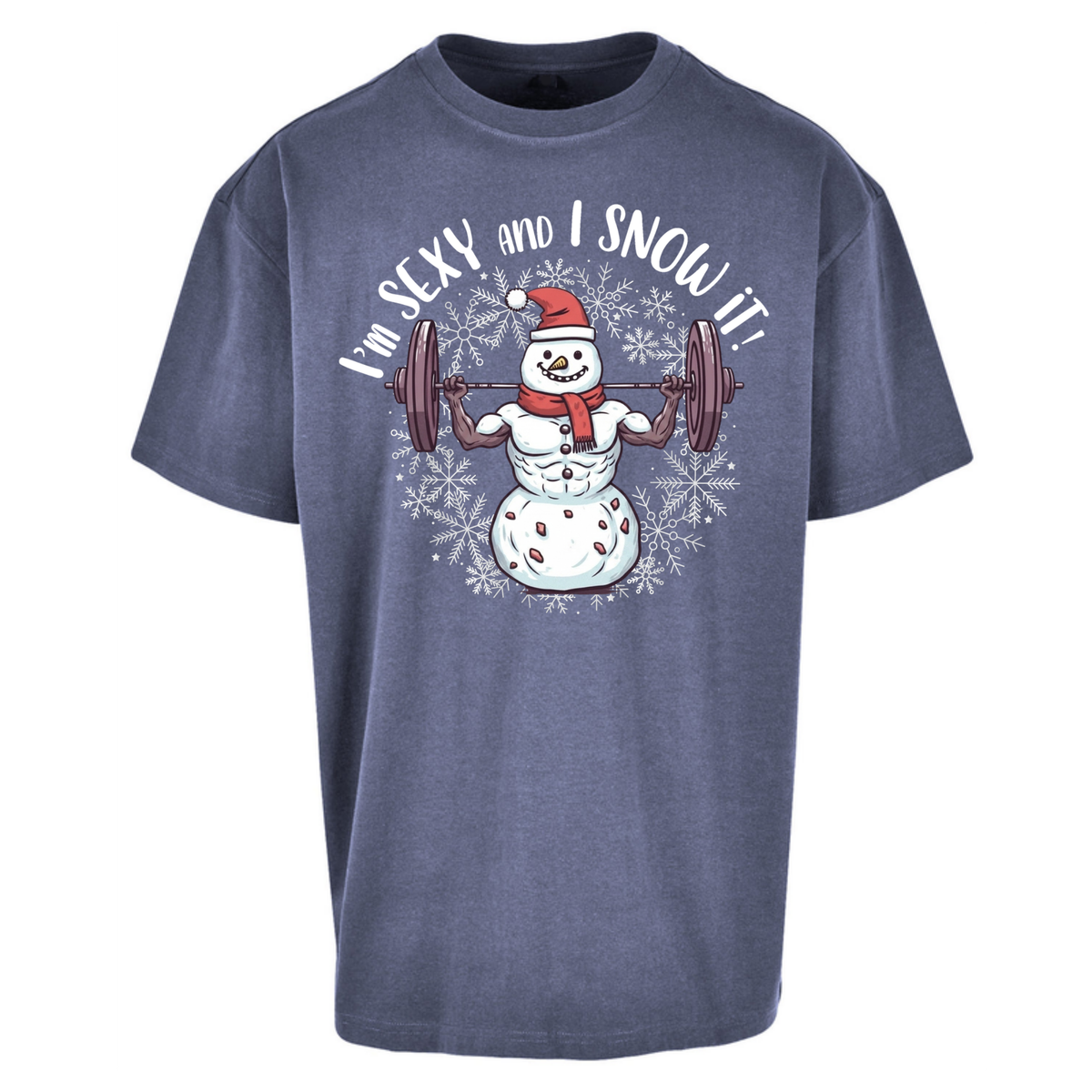 Gym Snowman Graphic Christmas Oversized T-Shirt