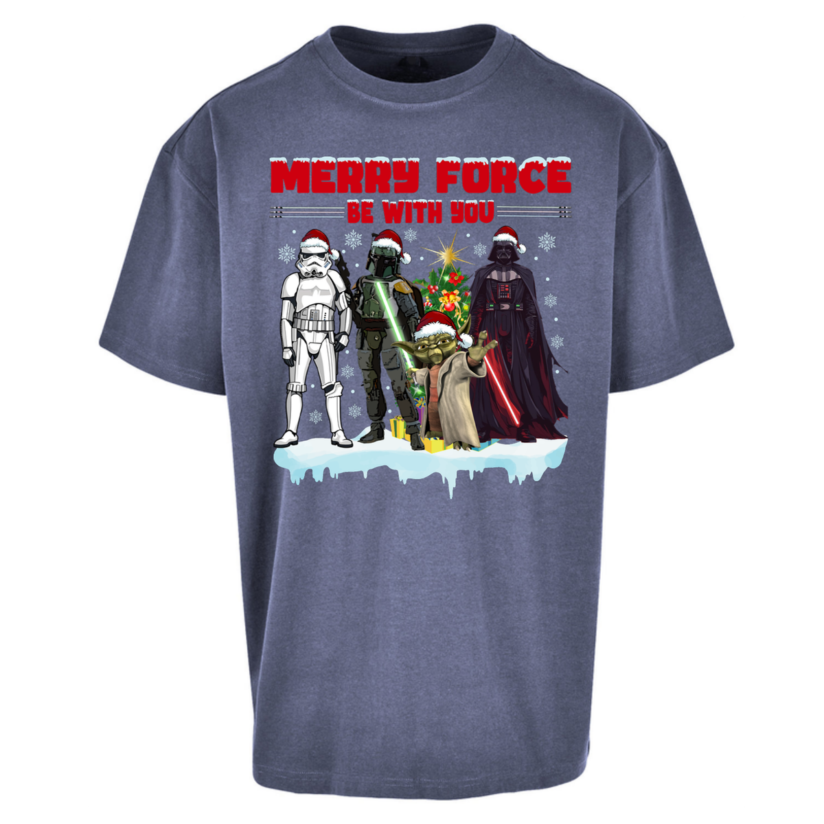Merry Force Be With You Christmas Oversized T-Shirt