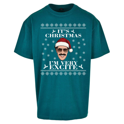 I Very Excite Christmas Oversized T-Shirt