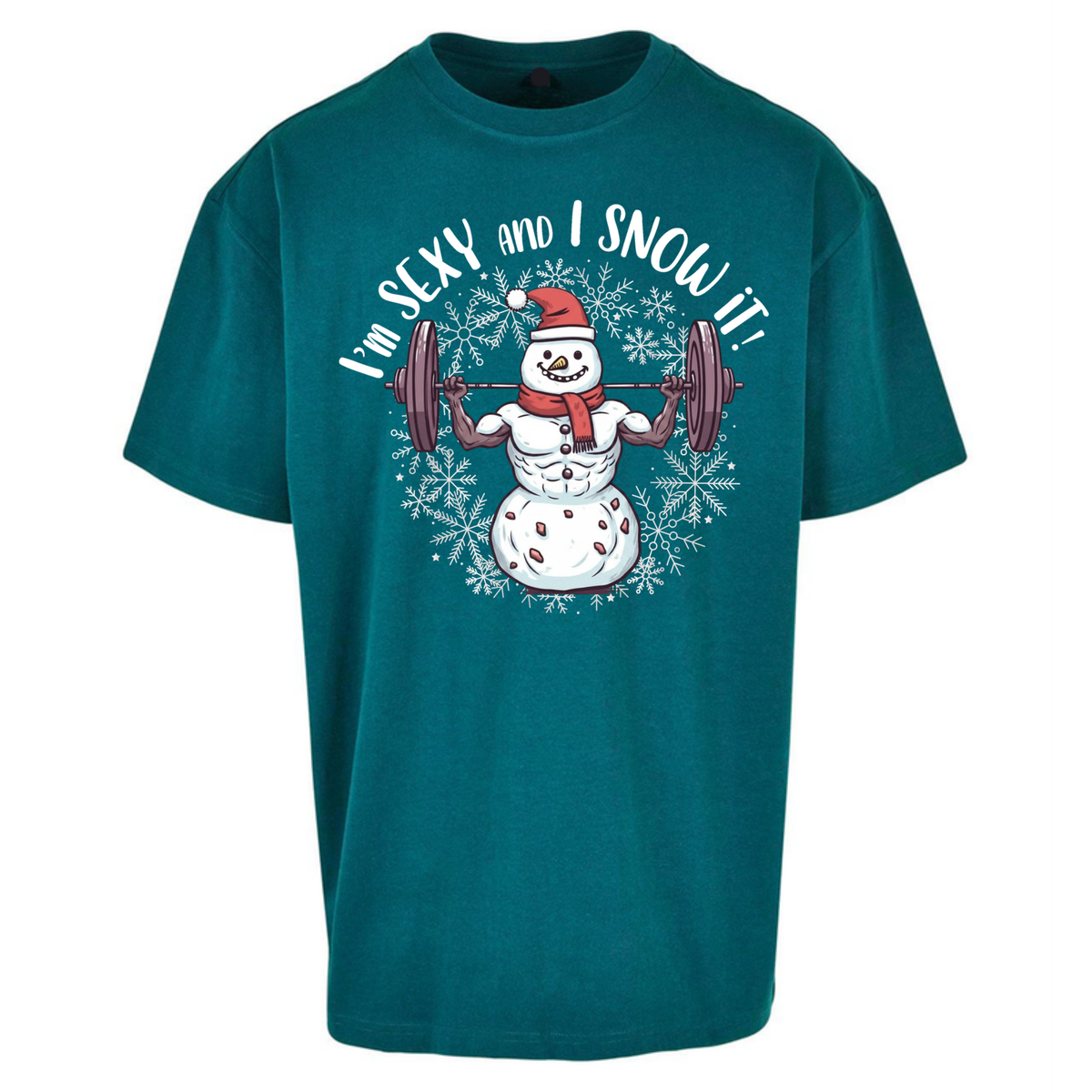 Gym Snowman Graphic Christmas Oversized T-Shirt