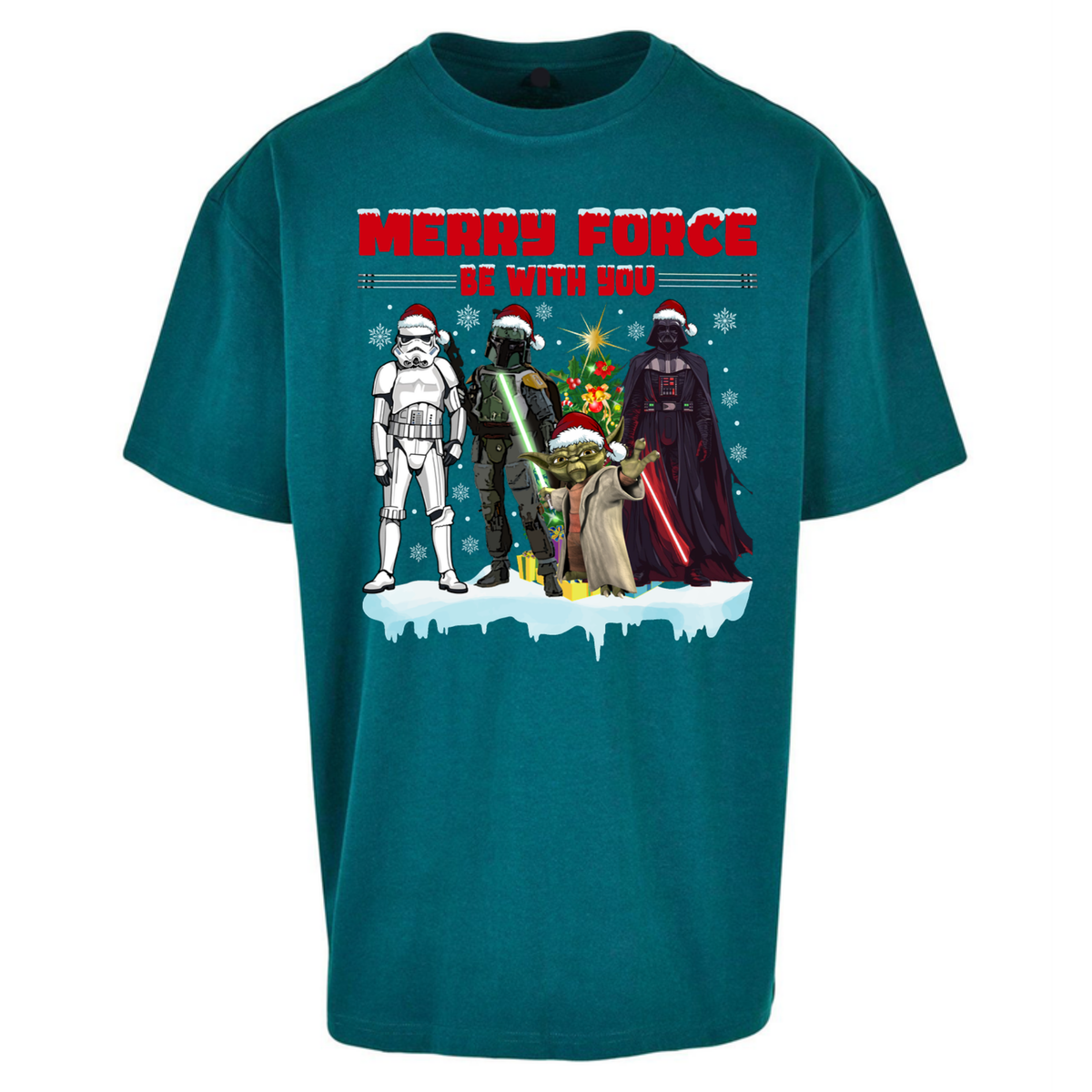 Merry Force Be With You Christmas Oversized T-Shirt