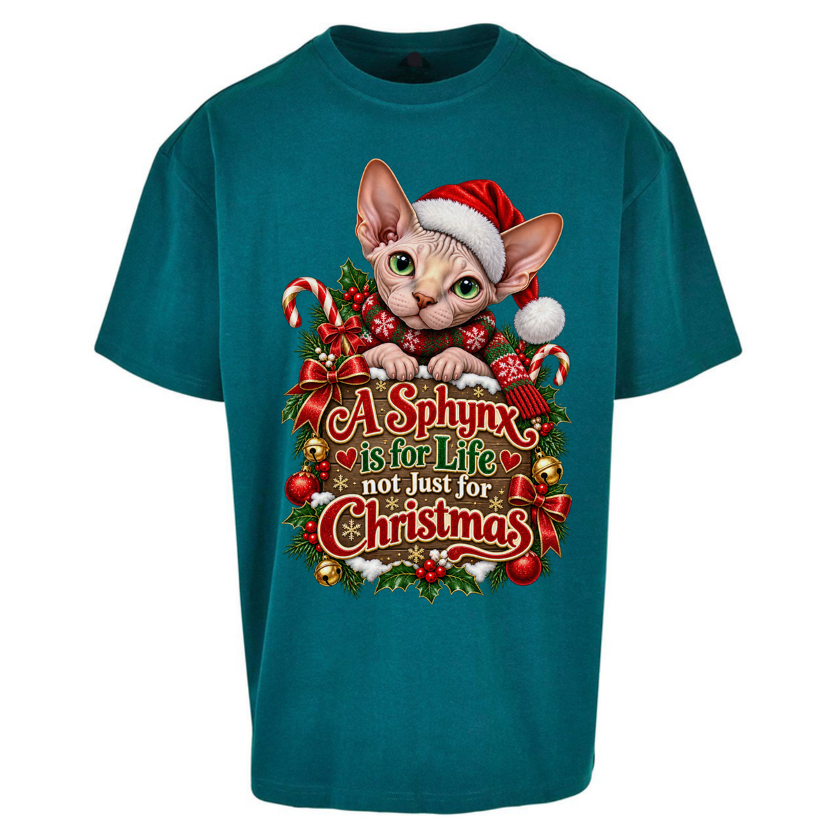 Sphynx Cat Christmas Oversized T-Shirt