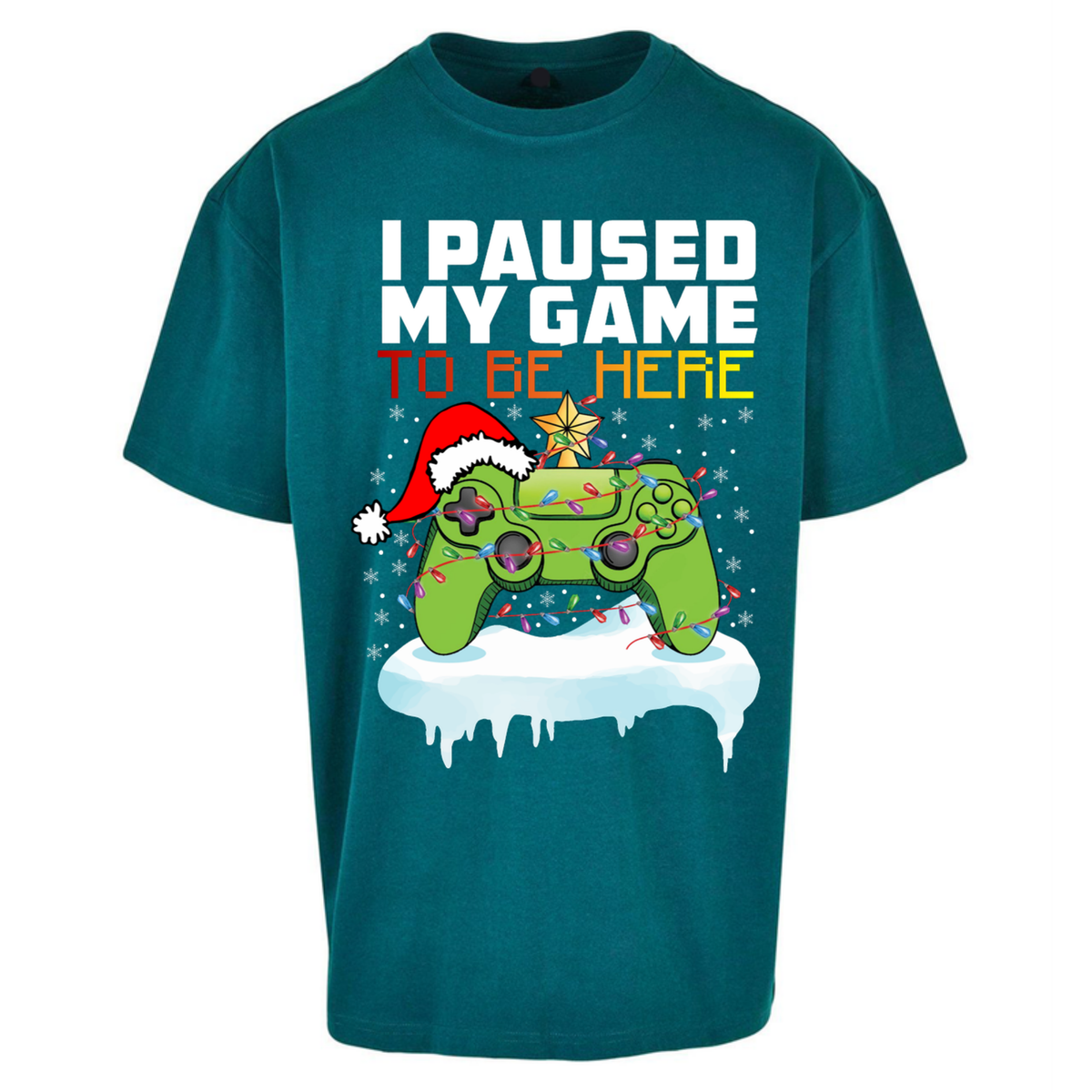 I Paused My Game Christmas Oversized T-Shirt