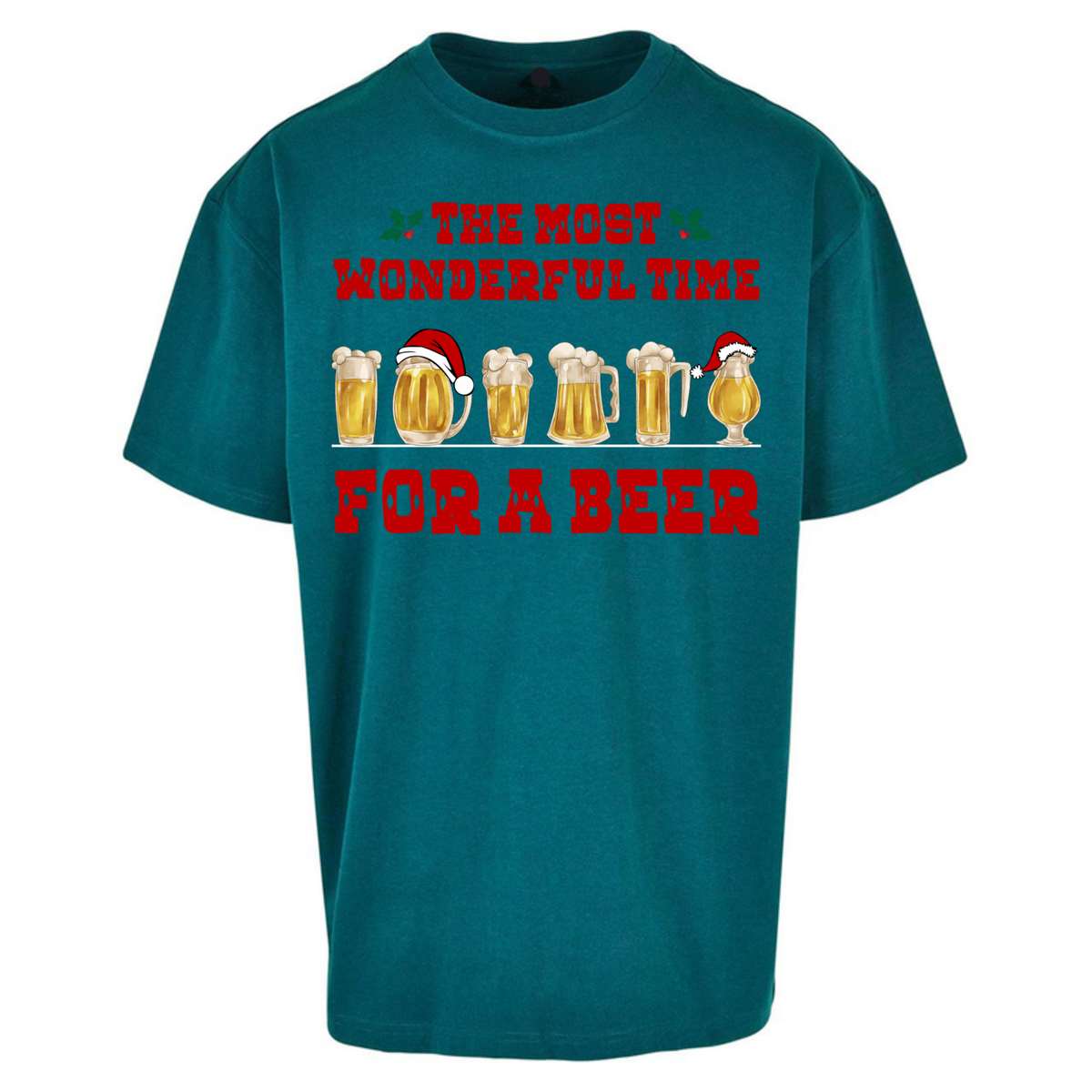 Festive Pint Graphic Oversized T-Shirt