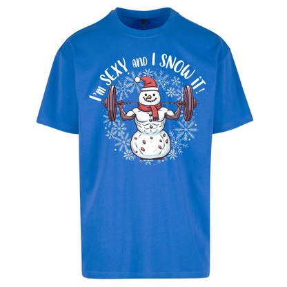 Gym Snowman Graphic Christmas Oversized T-Shirt