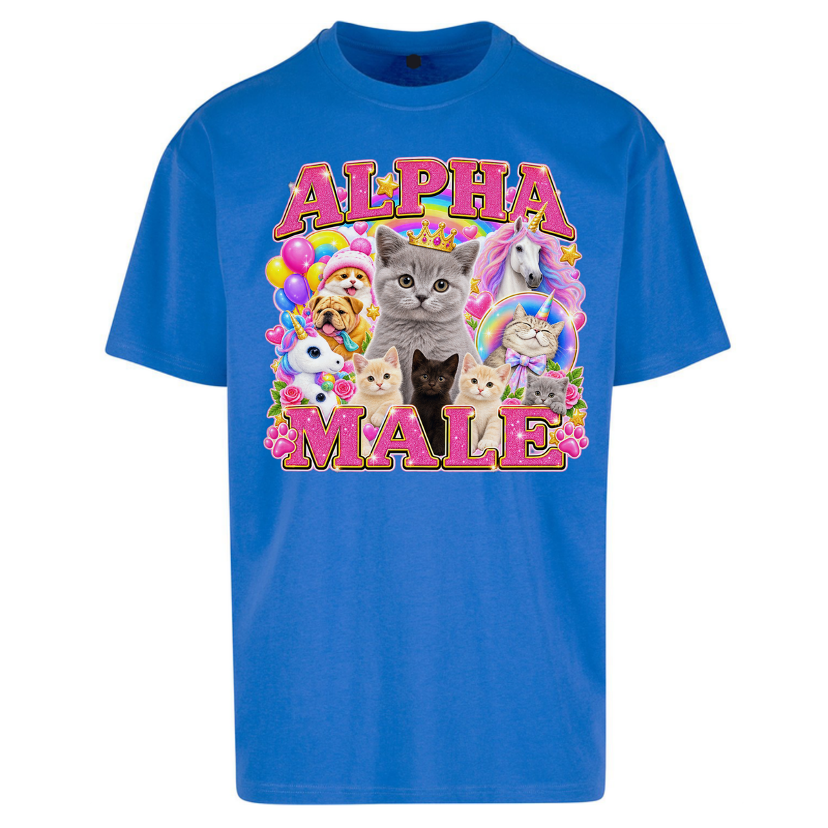 Alpha Male Funny Kitten Unicorn Oversized T-Shirt