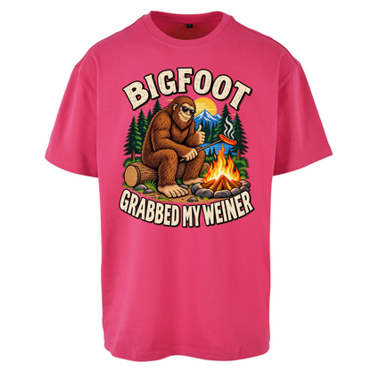 Bigfoot Grabbed My Weiner Camping Oversized T-Shirt