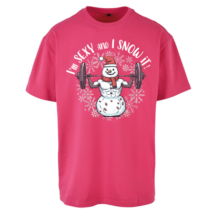 Gym Snowman Graphic Christmas Oversized T-Shirt