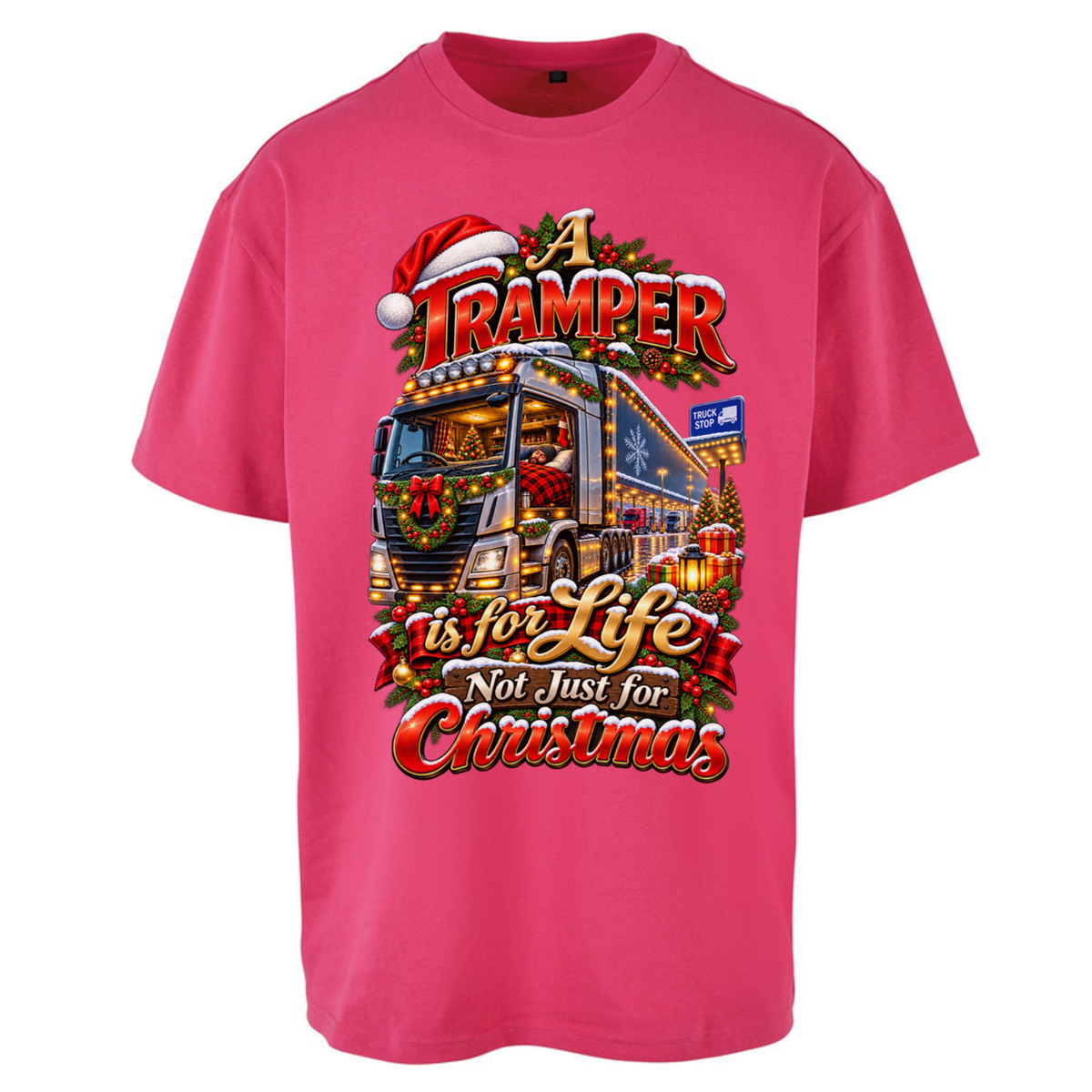 Trucker Christmas Oversized T-Shirt