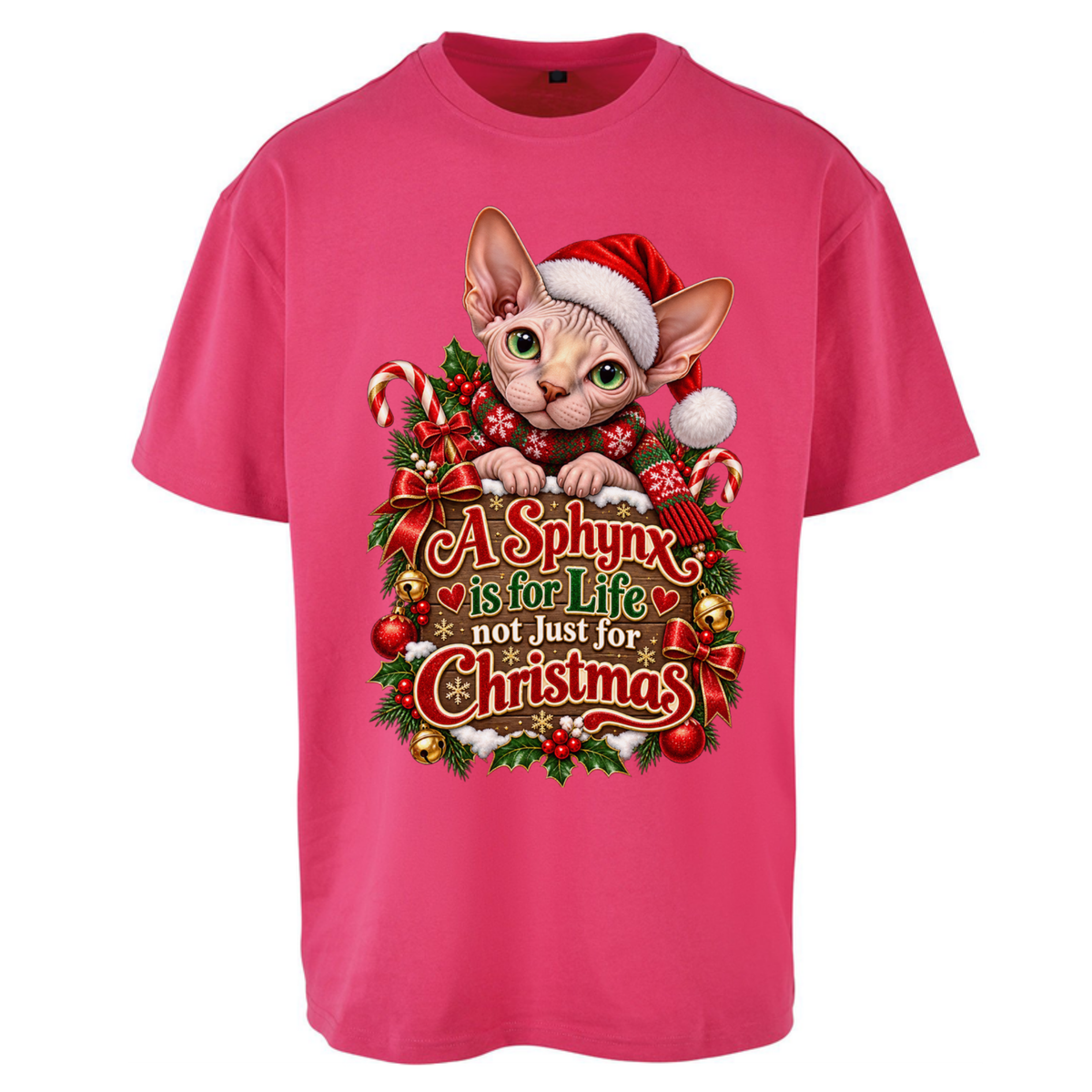 Sphynx Cat Christmas Oversized T-Shirt