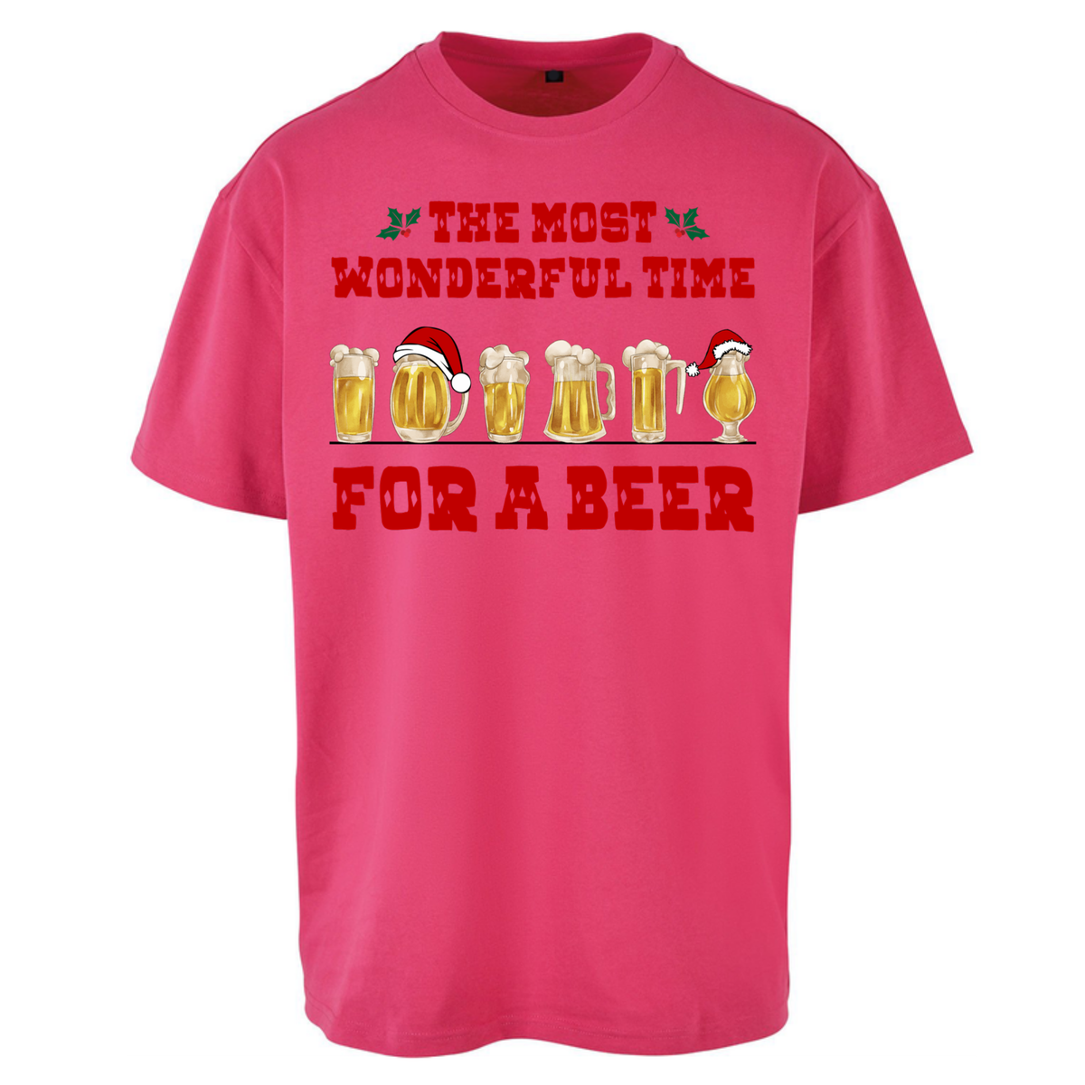 Festive Pint Graphic Oversized T-Shirt