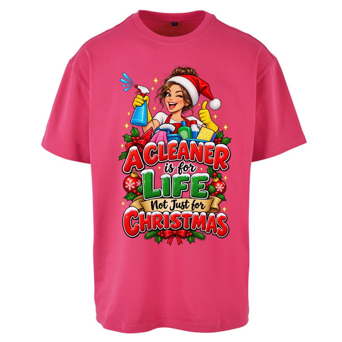 Cleaner Christmas Oversized T-Shirt